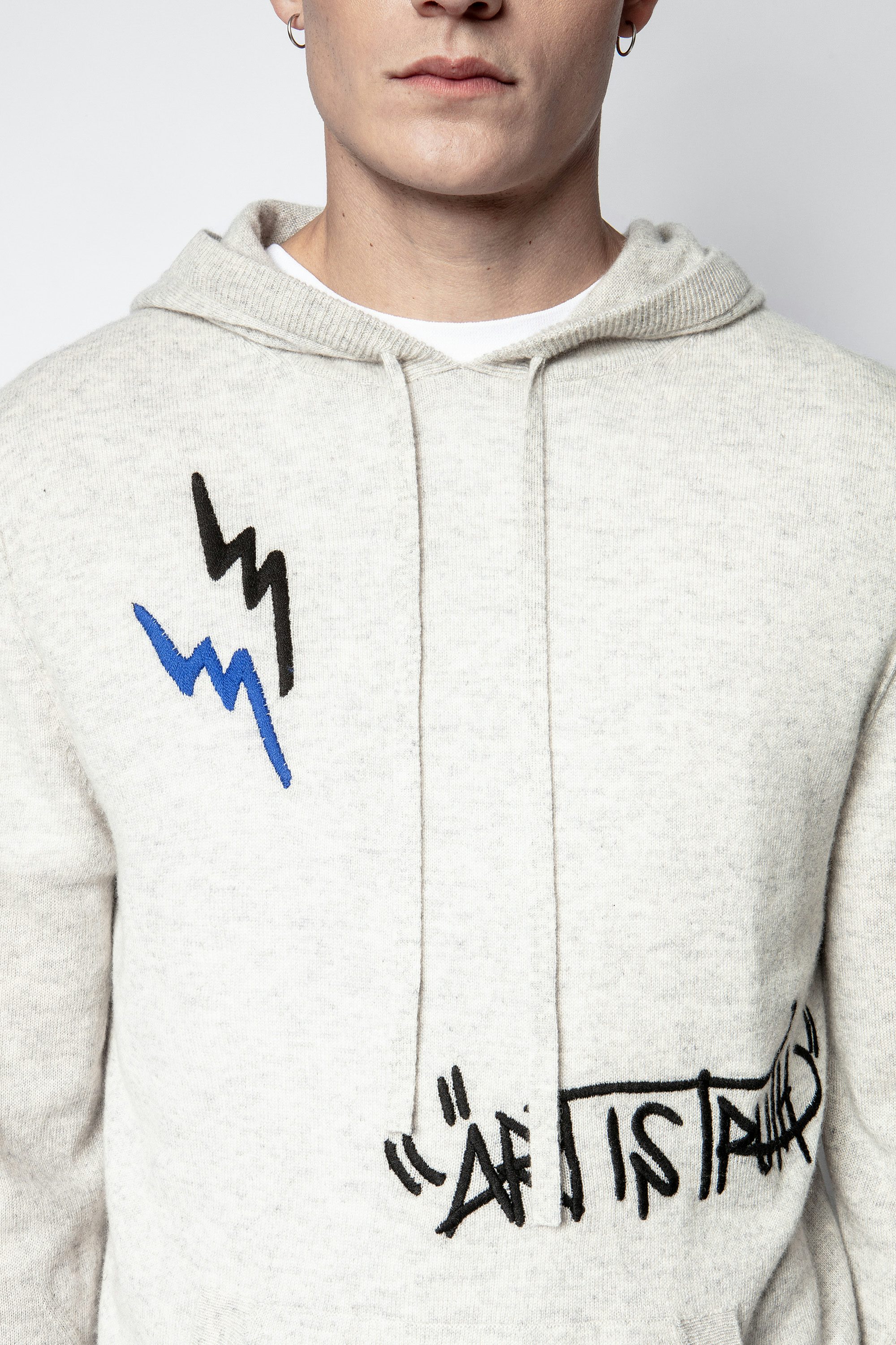 Pullover Clay Cachemire Jormi - Weißer Herrenpullover aus Kaschmir mit Kapuze.